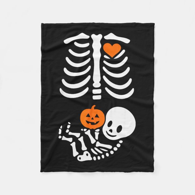 Pregnant Skeleton Baby Bump Funny Halloween Tee  Fleece Blanket (Front)