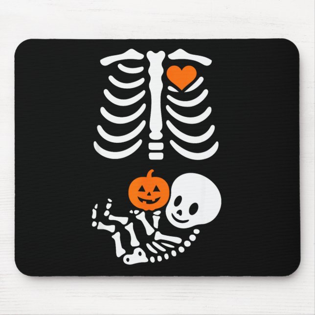 Pregnant Skeleton Baby Bump Funny Halloween Tee  Mouse Pad (Front)