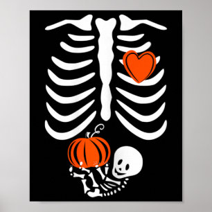 Pregnant Skeleton Mom Halloween Pregnancy Poster