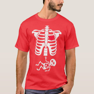 Pregnant Skeleton Pregnancy Halloween Announcemen T-Shirt