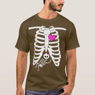 Pregnant Skeleton Shirt Baby Girl Women Xray Mat