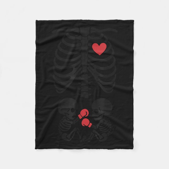 Pregnant Skeleton Twin Halloween Skeleton Boxing T Fleece Blanket (Front)