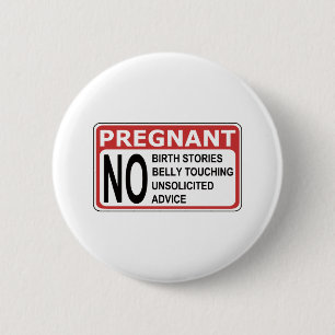 PREGNANT WARNING 2 INCH ROUND BUTTON