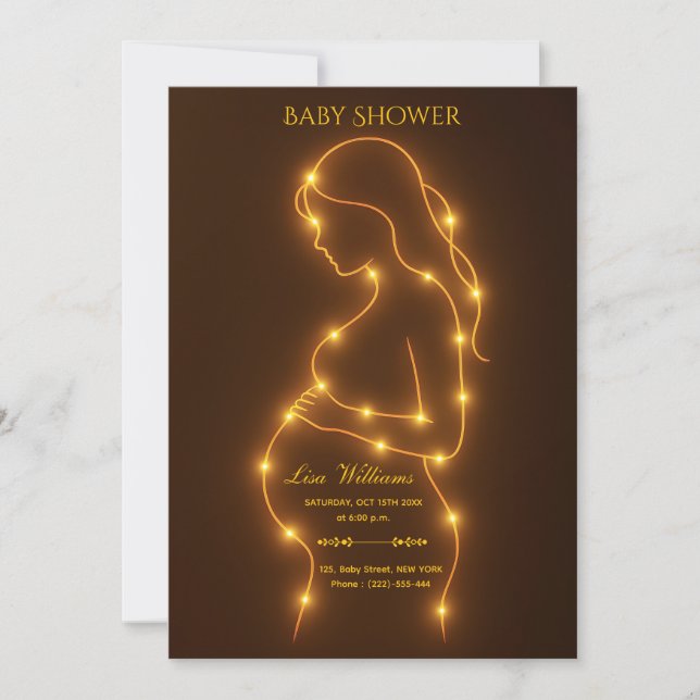 Pregnant Woman Baby Shower glowing lights design Invitation (Front)