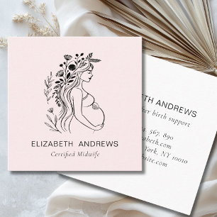 Pregnant Woman Illustration   Doula Midwife Square Business Card
