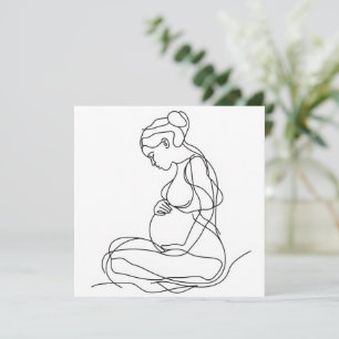 Pregnant Woman Line Art Invitation
