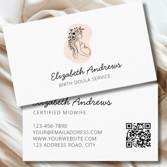 Pregnant Woman-simpel-modern business card (Pregnant Woman Illsutration Boho-simpel-modern Business Cards
)