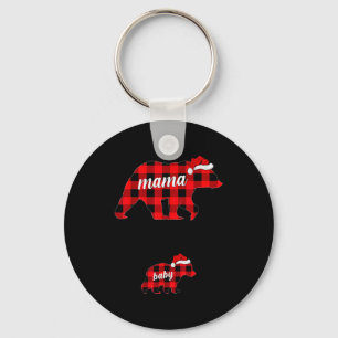 Pregnant Women Mama Bear Pregnancy Christmas Pajam Keychain