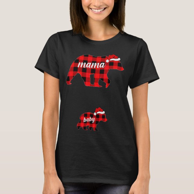 Pregnant Women Mama Bear Pregnancy Christmas Pajam T-Shirt (Front)