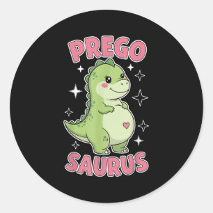 Pregosaurus Cute Retro Mommy Dinosaur Pregnancy An Classic Round Sticker