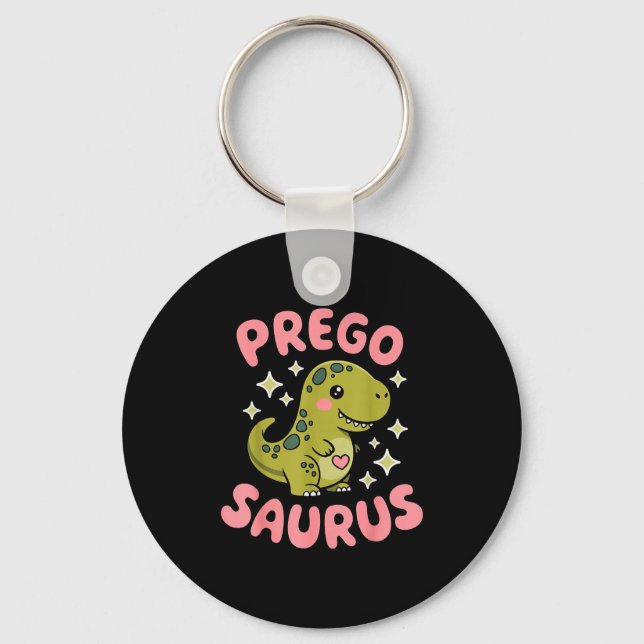 Pregosaurus Cute Retro Mommy Dinosaur Pregnancy An Keychain (Front)
