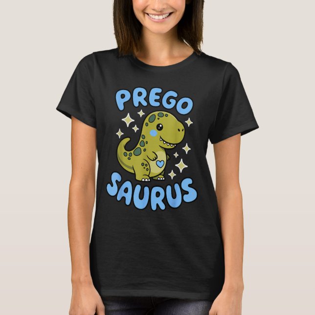 Pregosaurus Cute Retro Mommy Dinosaur Pregnancy An T-Shirt (Front)