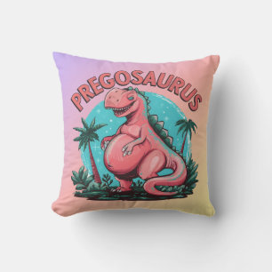 Pregosaurus Funny Pregnancy Announcement Dino Mom Throw Pillow
