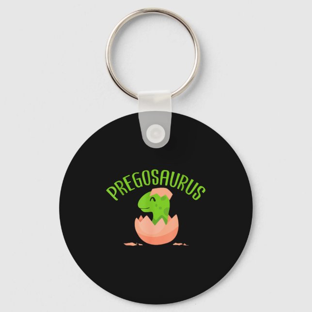 Pregosaurus Preggo Saurus Pregnant Women Dino Love Keychain (Front)