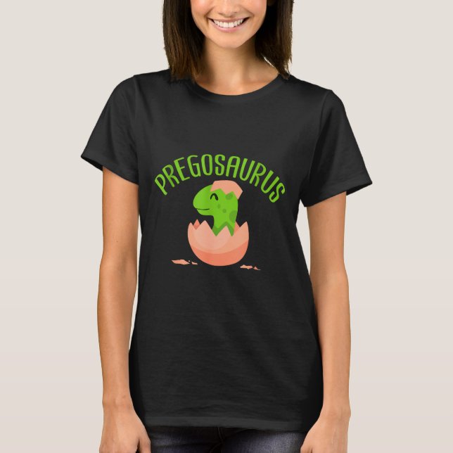 Pregosaurus Preggo Saurus Pregnant Women Dino Love T-Shirt (Front)