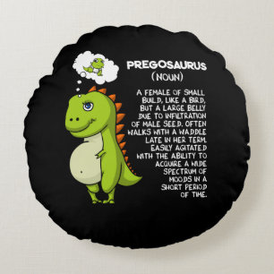 Pregosaurus T-Rex Dinosaur Mom Pregnancy Mother Round Pillow