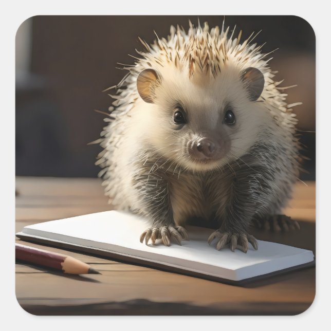  Prehesile-Tailed Porcupine notepad pencil Square Sticker (Front)