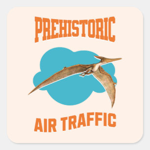 Prehistoric Air Traffic Pterodactyl Pilot Humour Square Sticker