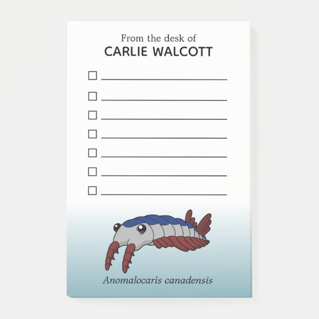 Prehistoric Animal Anomalocaris with Checklist Post-it Notes (Front)