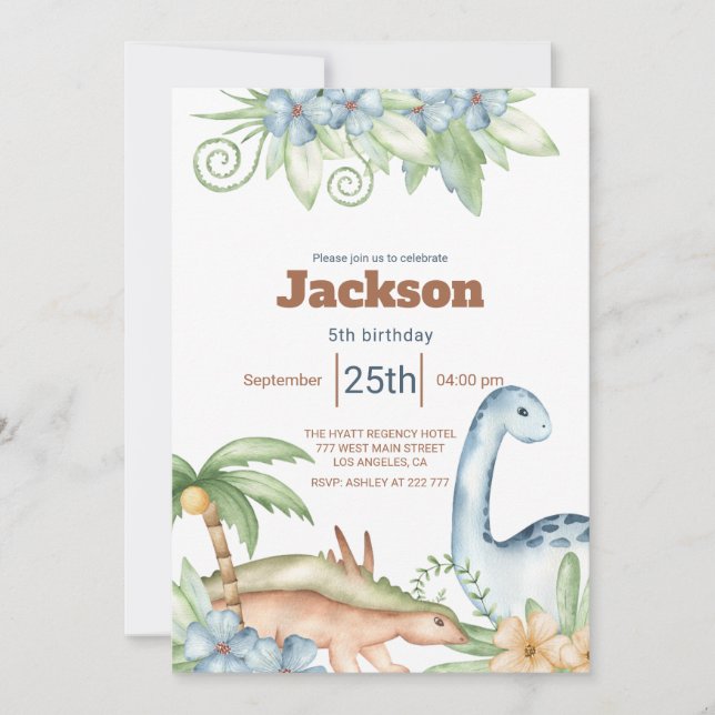Prehistoric Animals Birthday Invitation (Front)