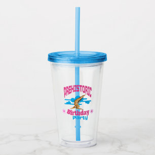 Prehistoric Birthday Party Funny Pterodactyl Acrylic Tumbler