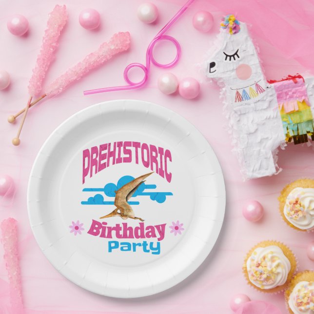 Prehistoric Birthday Party Pterodactyl Dino Paper Plate (Party)