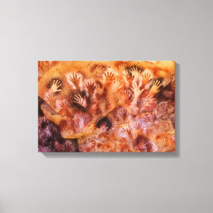 Prehistoric Cave Painting of Human Hands on Canvas