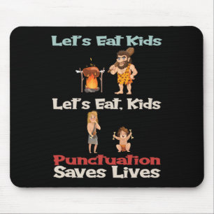 Prehistoric Cave People Lets Eat Kids Halloween Co Mouse Pad