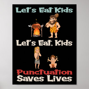 Prehistoric Cave People Lets Eat Kids Halloween Co Poster