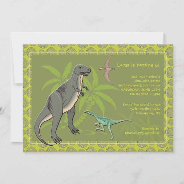 Prehistoric Creatures Dinosaur Invitations (Front)