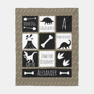 Prehistoric Dinosaur Dig & Name Fleece Blanket