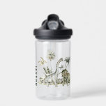 Prehistoric Dinosaur Scene Water Bottle<br><div class="desc">Prehistoric Dinosaur Scene,  personalized water bottle. Features,  template text line for name in coordinating green colour.</div>
