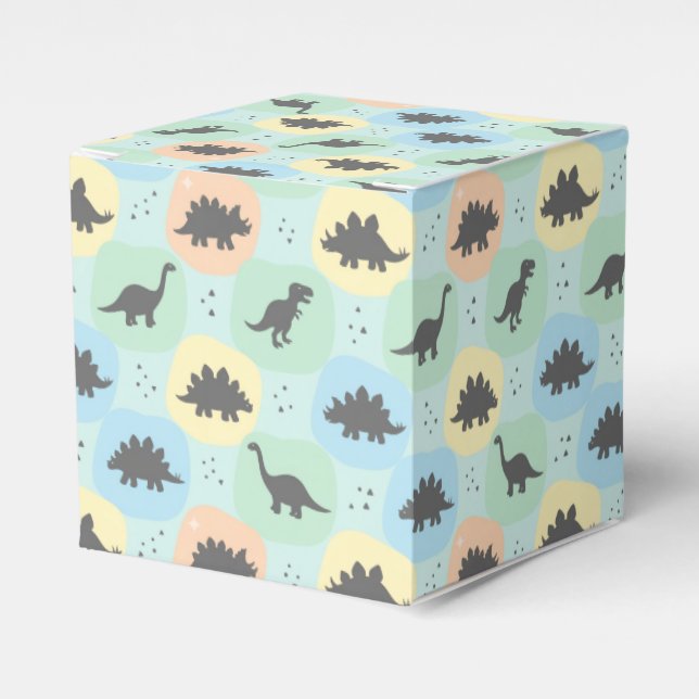 Prehistoric Dinosaur Silhouette Seamless Pattern Favor Box (Front Side)