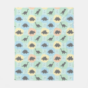 Prehistoric Dinosaur Silhouette Seamless Pattern Fleece Blanket