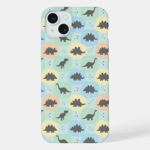 Prehistoric Dinosaur Silhouette Seamless Pattern iPhone 15 Plus Case