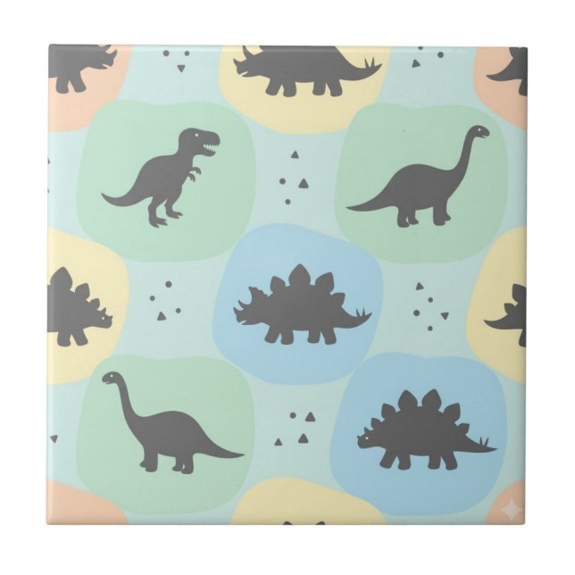 Prehistoric Dinosaur Silhouette Seamless Pattern Tile (Front)