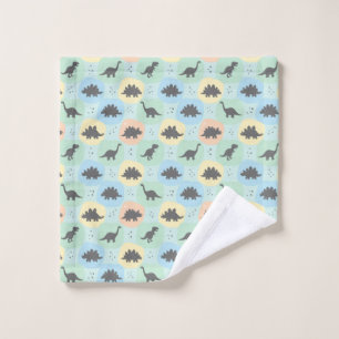 Prehistoric Dinosaur Silhouette Seamless Pattern Wash Cloth