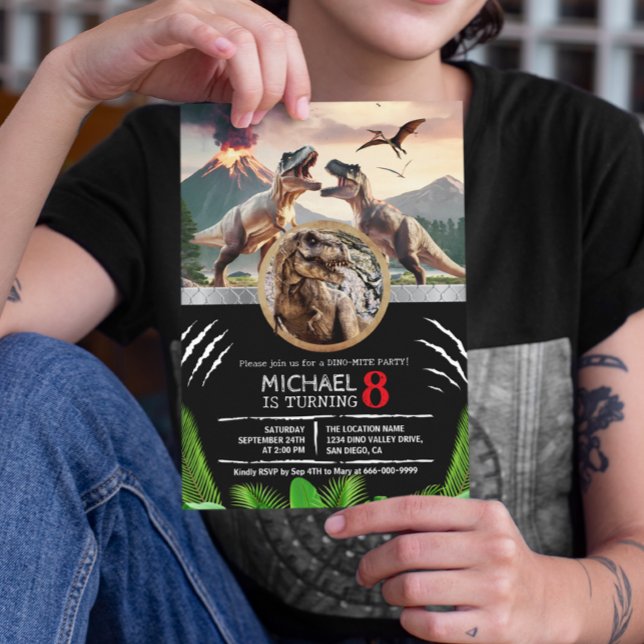 Prehistoric Dinosaur T-rex Birthday Party Invitation (Dinosaur T-Rex Prehistoric Birthday Party Invitation)