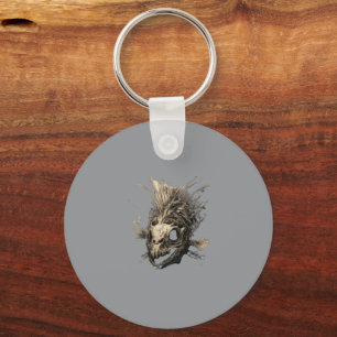 Prehistoric Fish Skull Grunge Dark Art Keychain