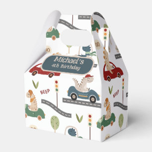 Prehistoric Groups of Colourful Dinosaurs Driving Favor Box