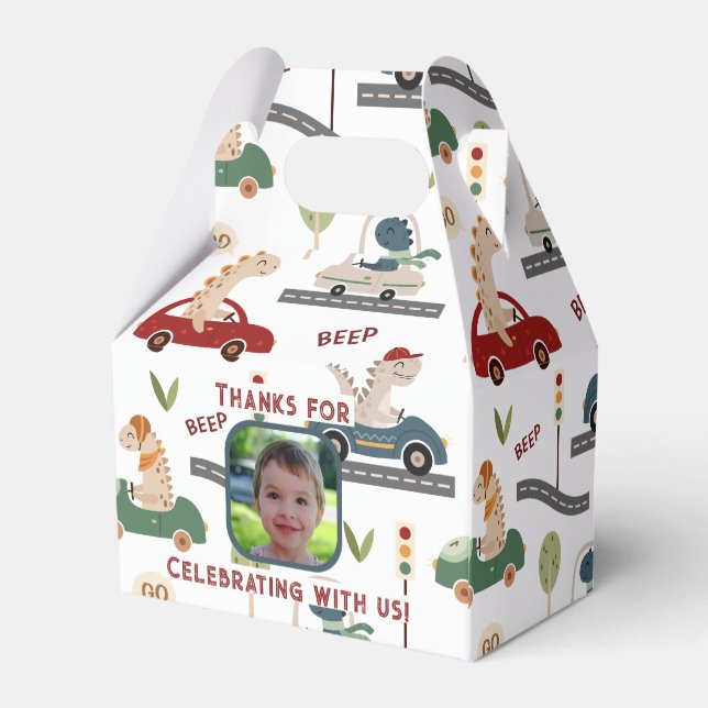 Prehistoric Groups of Colourful Dinosaurs Picture Favor Box (Back Side)