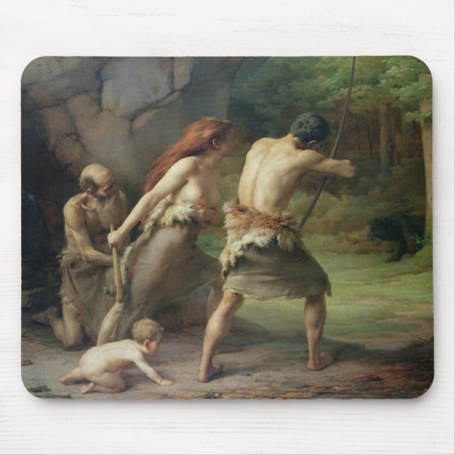 Prehistoric Man Hunting Bears, 1832 Mouse Pad (Front)