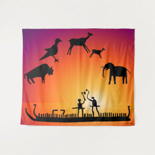 Prehistoric Petroglyphs Viking Ship Tapestry