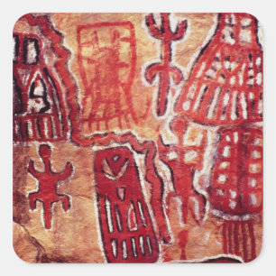 Prehistoric rock painting square sticker