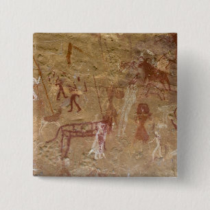 Prehistoric rock paintings, Akakus, Sahara 2 Inch Square Button