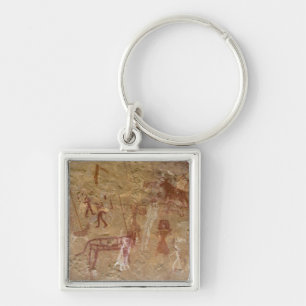 Prehistoric rock paintings, Akakus, Sahara Keychain