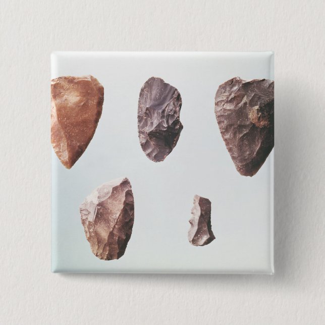 Prehistoric stone tools, from Grotte de 2 Inch Square Button (Front)