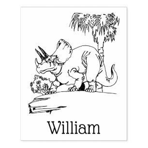 Prehistoric Triceratops Dinosaur Name Rubber Stamp
