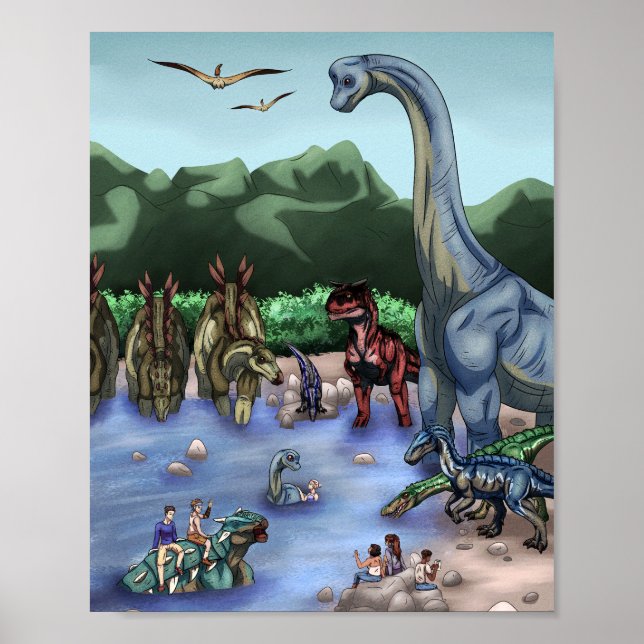 Prehistoric Watering Hole Poster (Front)