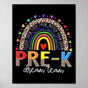 Prek Dream Team Leopard Rainbow Teacher Squad Byck Poster